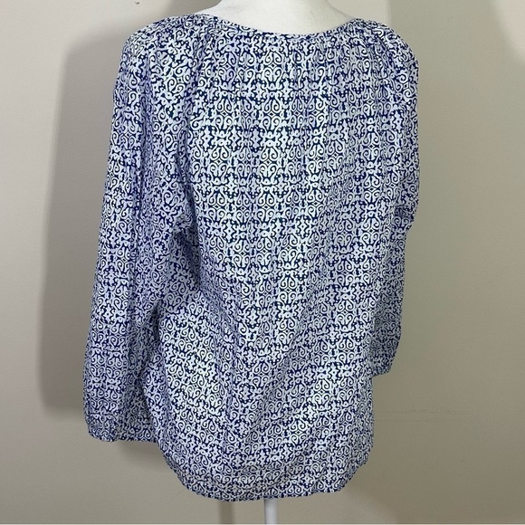 J. Crew sz med top, tunic boho style. Blue stripe Tie at the neckline. - Picture 7 of 13